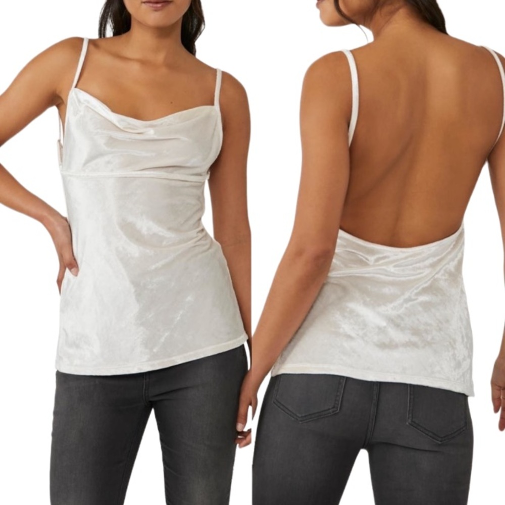 Free People Velvet Cami Ivory Cream Champagne